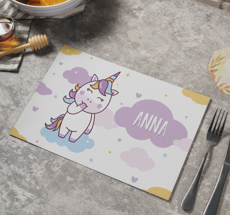 Kinder placemat Aanpasbare eenhoorn - TenStickers