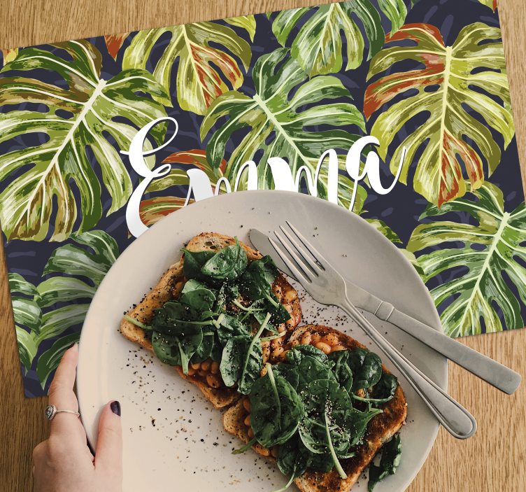 Gepersonaliseerde monstera bloemenplacemats - TenStickers