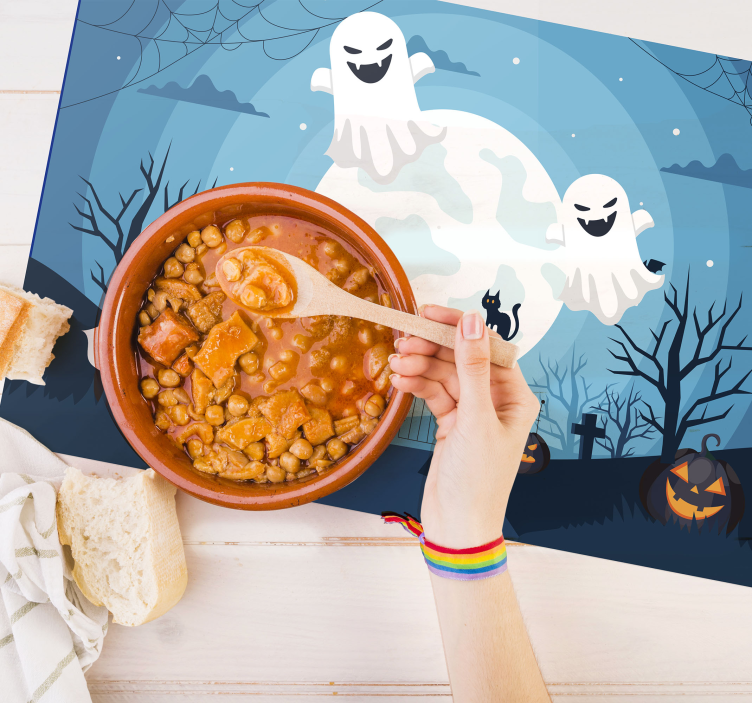 Halloween placemat betoverende spookscène - TenStickers
