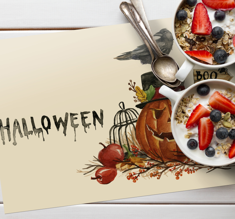 Halloween placemat feestelijke pompoenarrangement - TenStickers