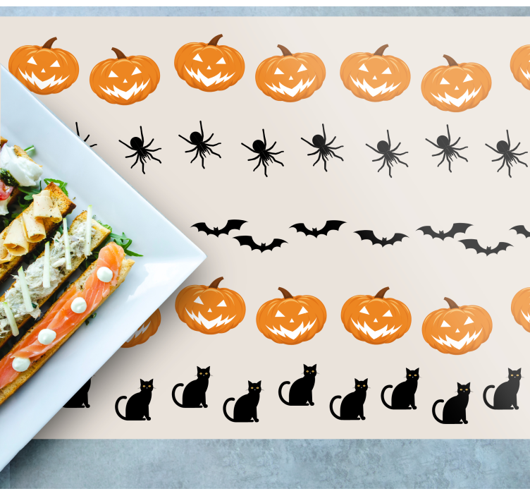 Halloween placemat pompoen spin kat - TenStickers