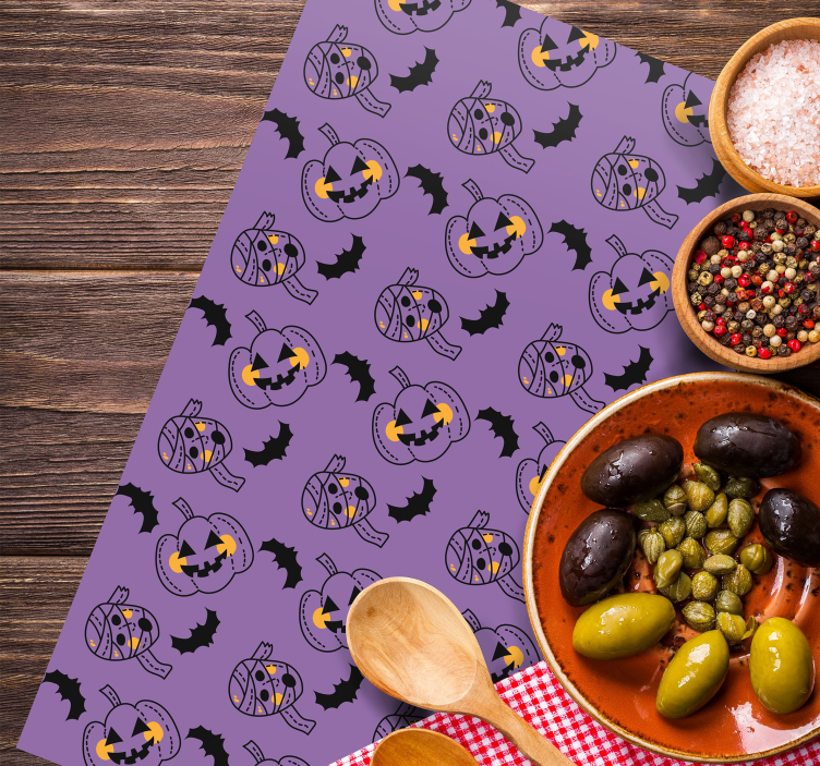 Halloween placemat speelse pompoenpatronen - TenStickers