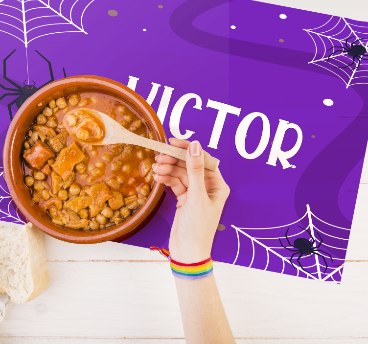 Halloween placemat spookachtige spinraggen - TenStickers