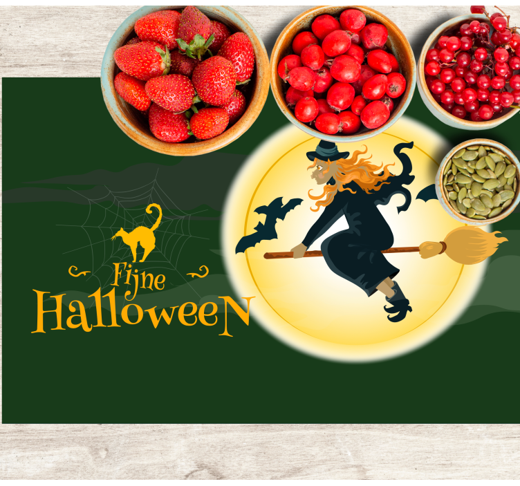 Halloween placemat tovenaarsbezem scene - TenStickers