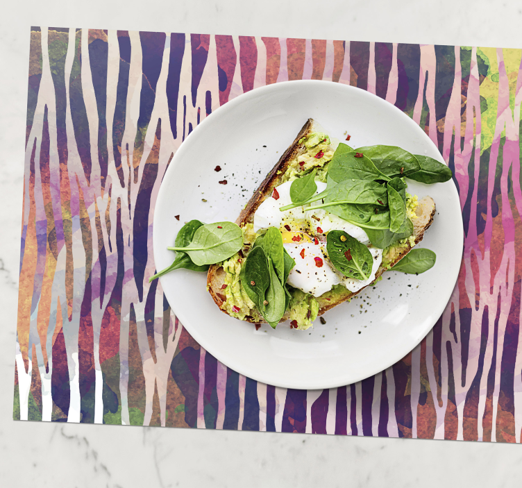 Houten placemat abstract kleurrijke strepen - TenStickers