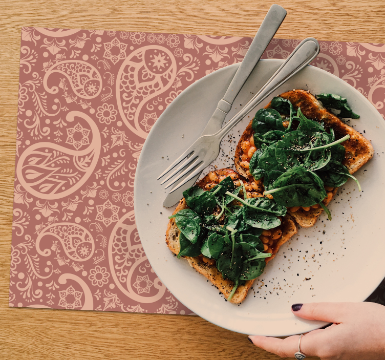 Houten placemat elegant bloemig element - TenStickers