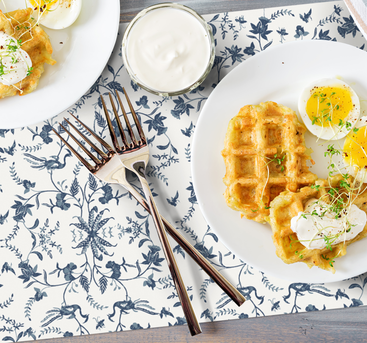 Houten placemat elegante bloemige inspiratie - TenStickers