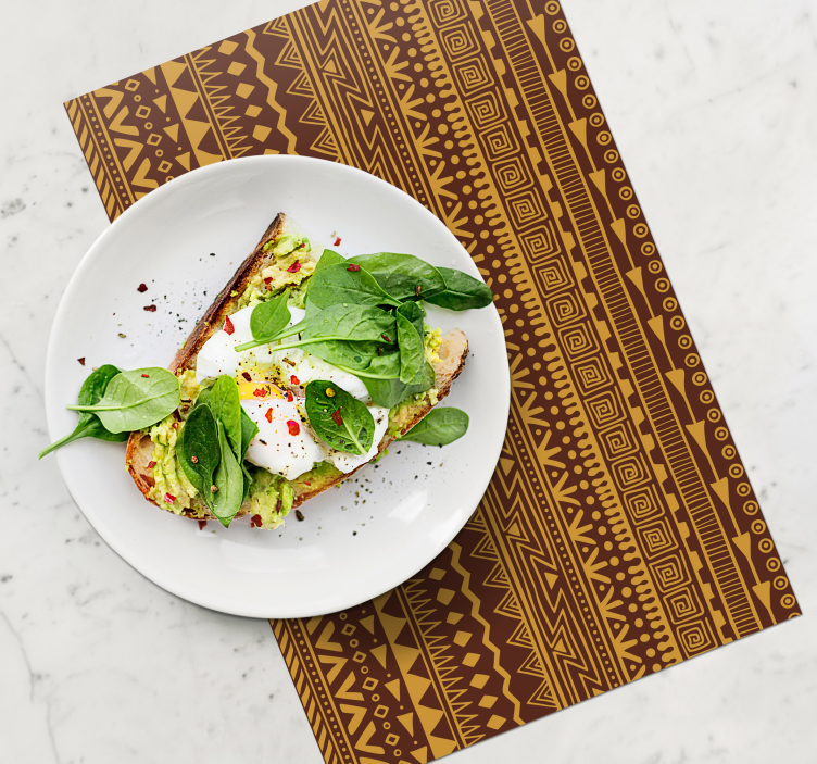Houten placemat geometrisch tribaal patroon - TenStickers