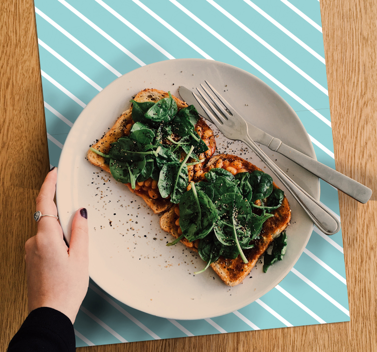 Houten placemat gestreepte tafelsetting - TenStickers