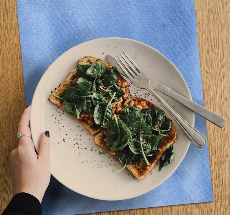 Houten placemat gladde blauwe oppervlakte - TenStickers