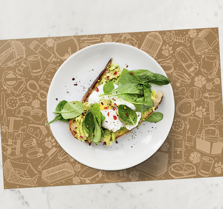 Houten placemat intricate keuken elementen - TenStickers