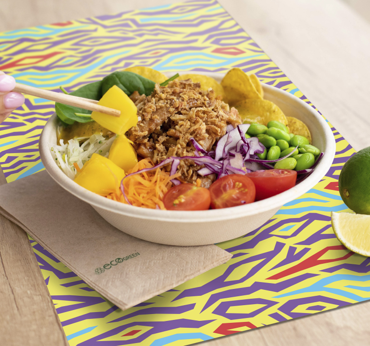 Houten placemat kleurrijk abstract patroon - TenStickers