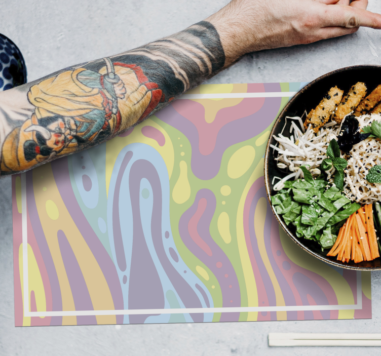 Houten placemat kleurrijke abstracte golven - TenStickers