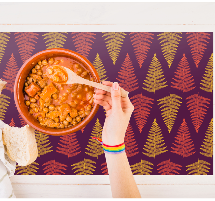 Houten placemat met bladerenpatroon achtergrond - TenStickers