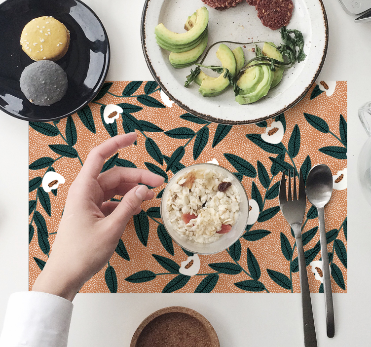 Houten placemat met bladerenpatroon tafelkleed - TenStickers