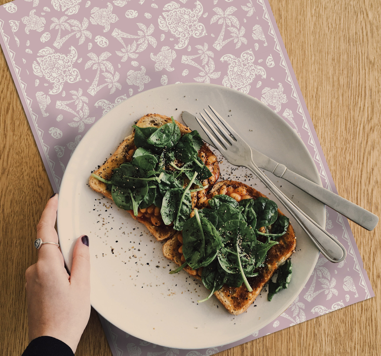Houten placemat met bloemenmotief oppervlak - TenStickers