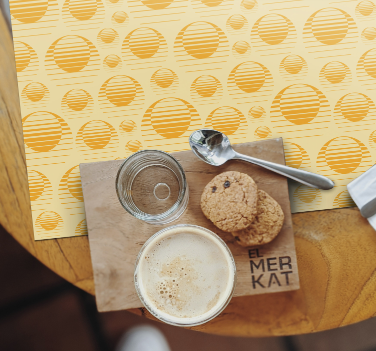 Houten placemat met gestreept cirkelpatroon - TenStickers