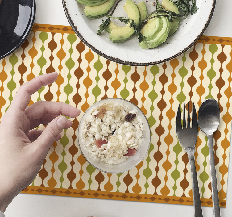 Houten placemat met golvend kleurrijk patroon - TenStickers