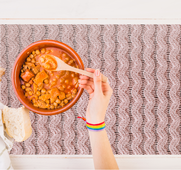 Houten placemat met golvend patroon tafelkleed - TenStickers