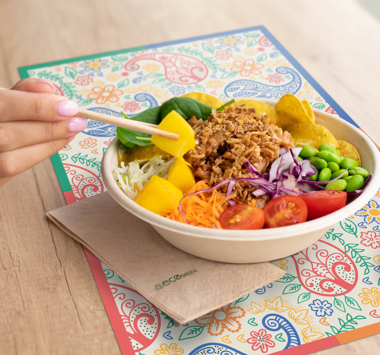 Houten placemat met kleurrijke paisleyprint - TenStickers