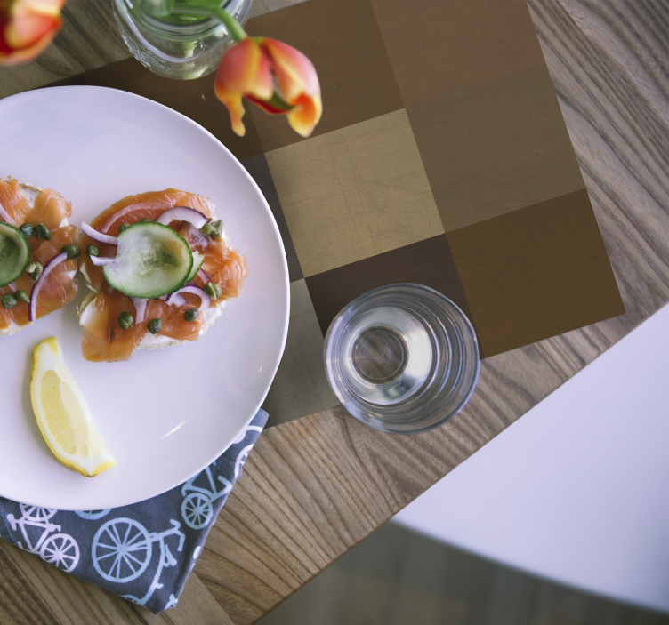 Houten placemat met patchwork patroon oppervlak - TenStickers