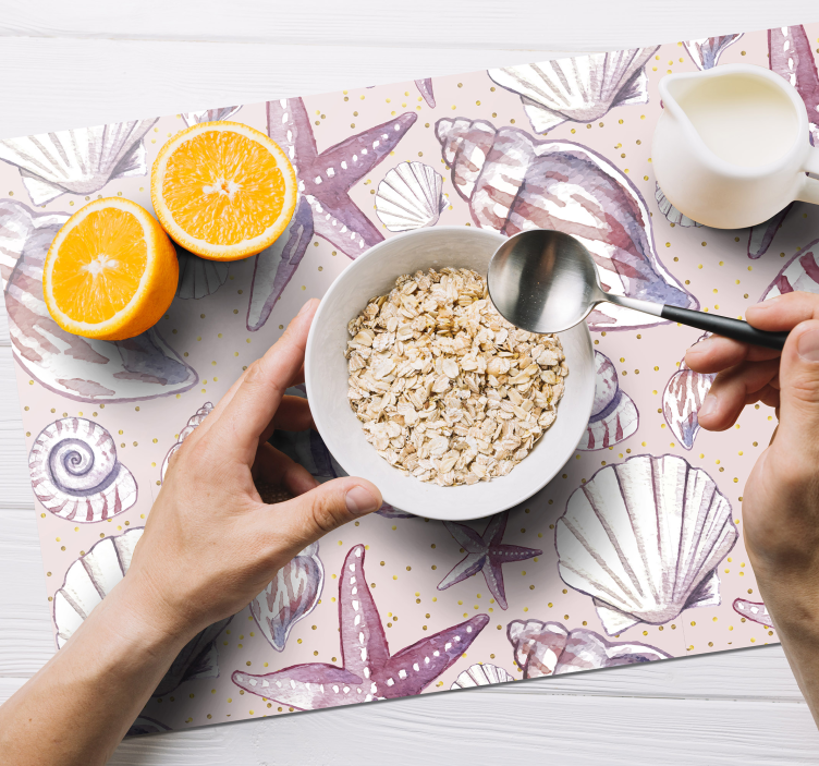 Houten placemat met schelpenprint motief - TenStickers