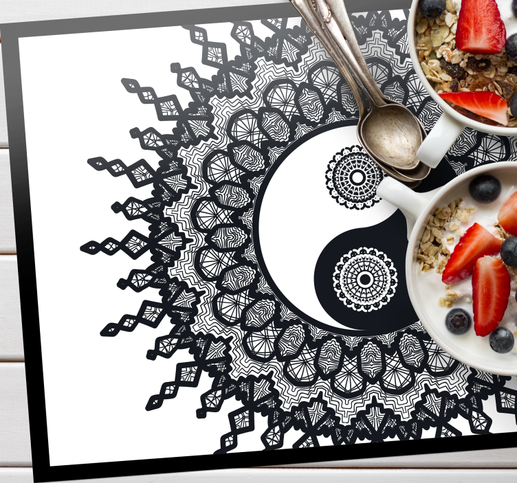 Houten placemat yin yang mandala patroon - TenStickers