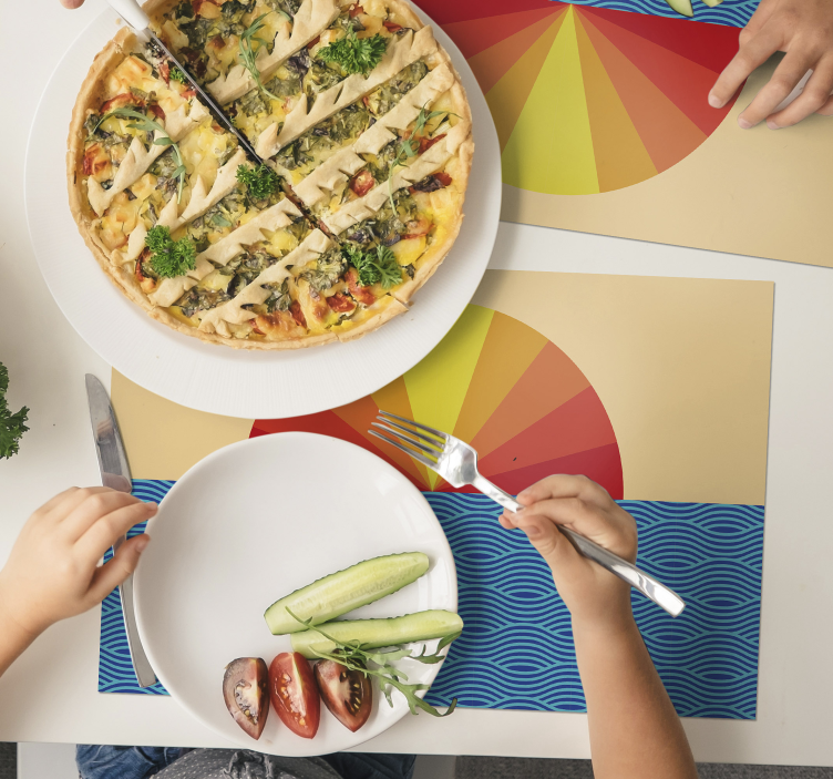 Houten placemat zonsopgang oceaan golven - TenStickers