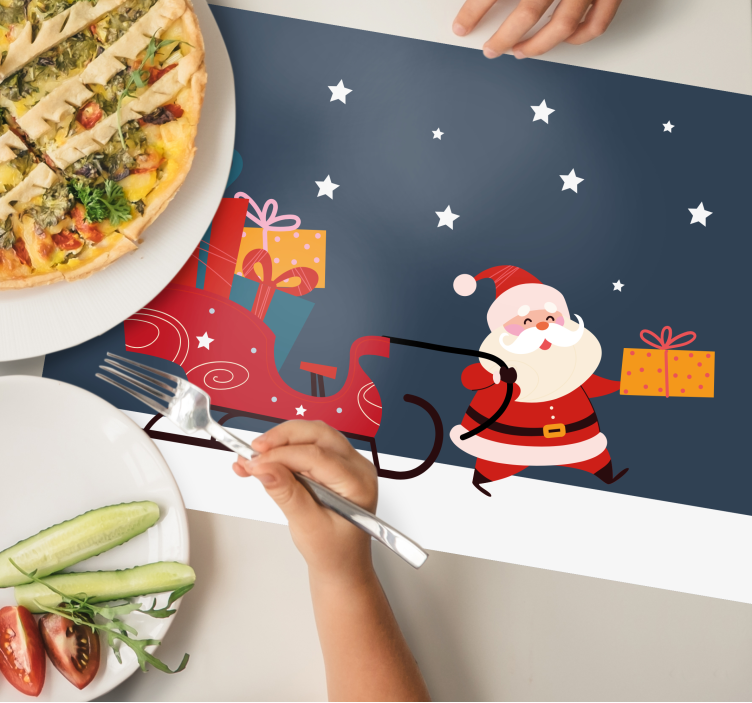 Kerstmis placemat cadeau's uit de slee van de kerstman - TenStickers