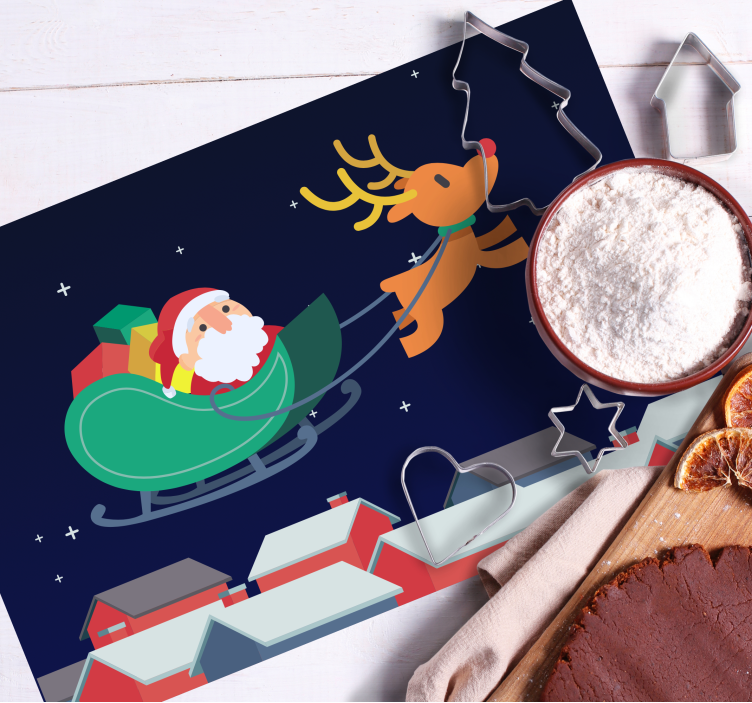 Kerstmis placemat de reis van de slee van de kerstman - TenStickers