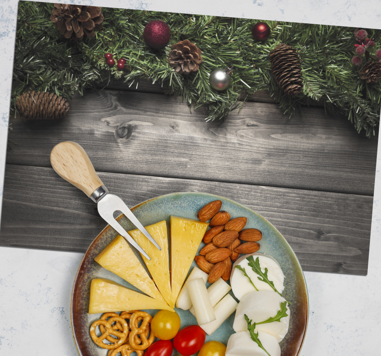 Kerstmis placemat feestelijke dennenappelarrangement - TenStickers