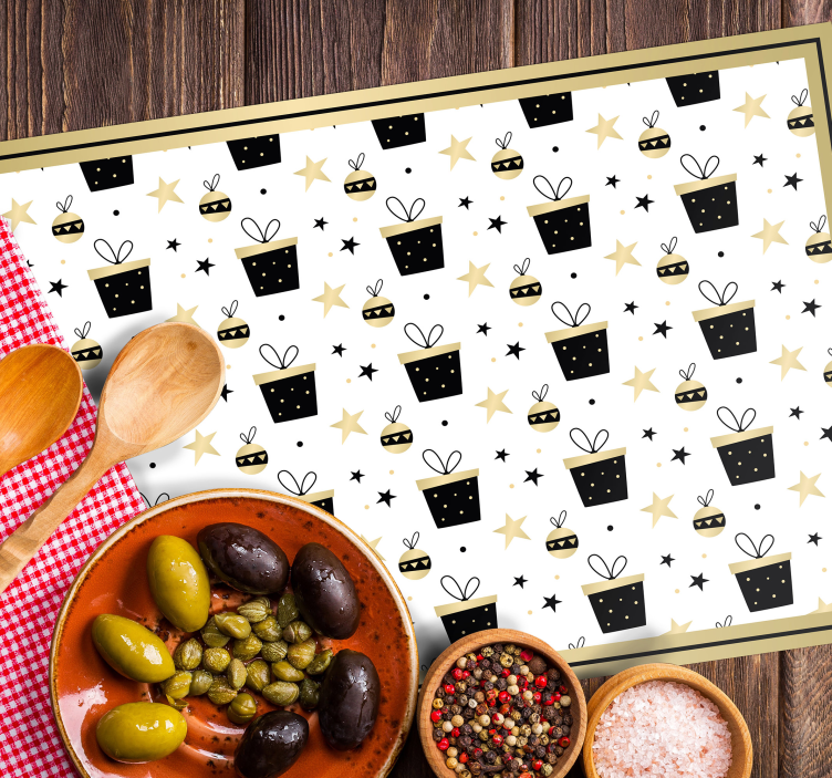 Kerstmis placemat met feestelijk cadeau patroon - TenStickers
