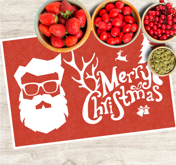 Kerstmis placemat met kerstman met bril - TenStickers