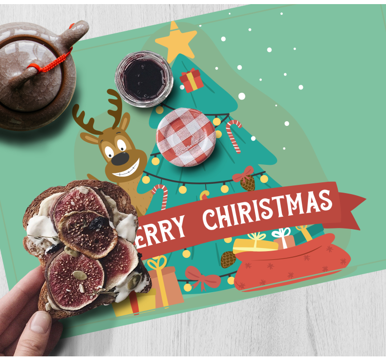 Kerstmis placemat vrolijke feestboom - TenStickers