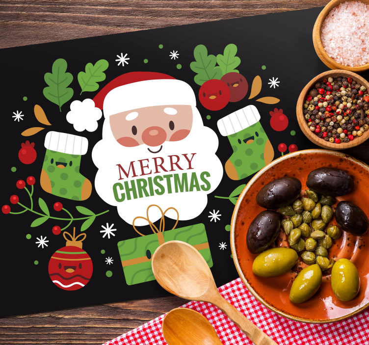 Kerstmis placemat vrolijke kerstman illustratie - TenStickers