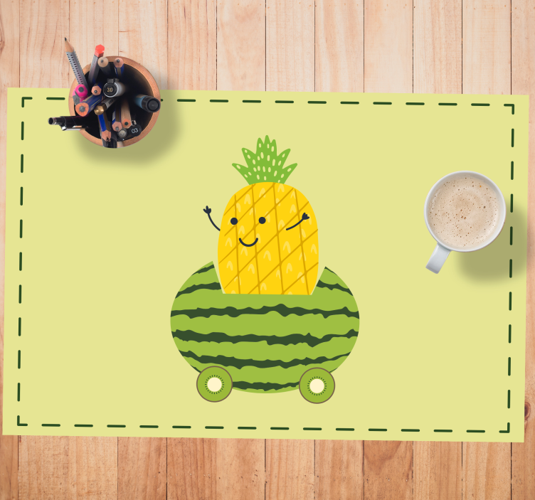 Kinder placemat ananas watermeloen voertuig - TenStickers