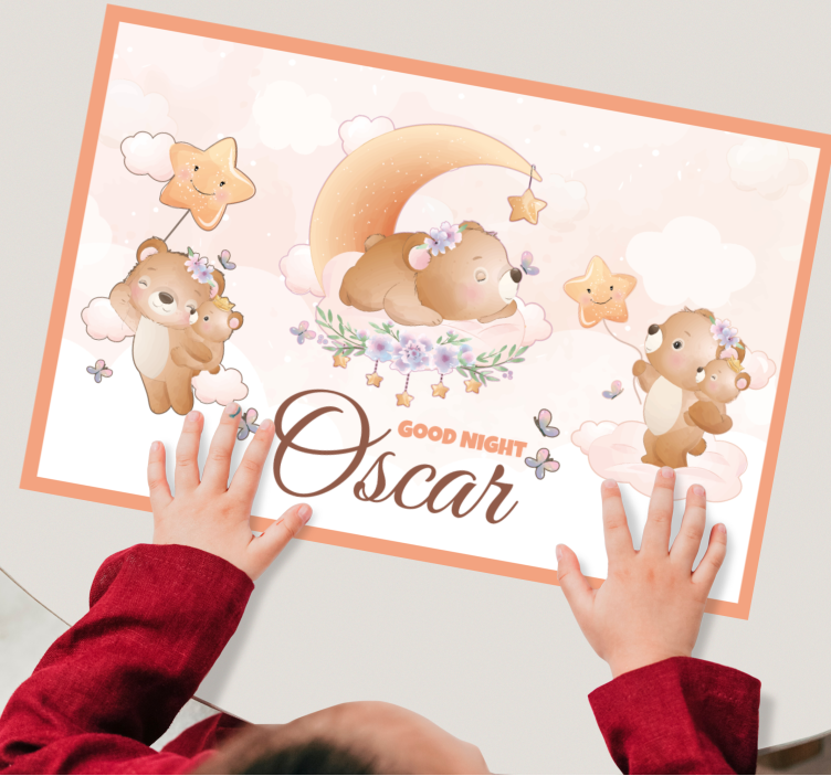 Kinder placemat beren met sterren - TenStickers