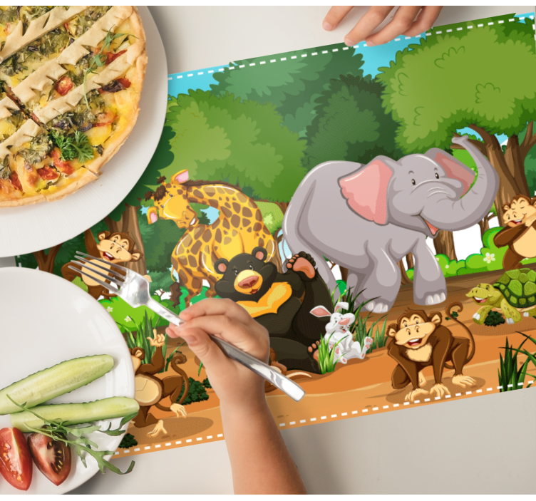 Kinder placemat dierenplezier scène - TenStickers