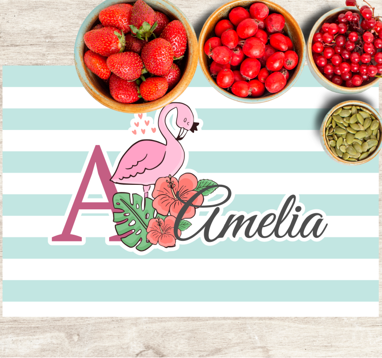 Kinder placemat flamingo monogram amelia - TenStickers