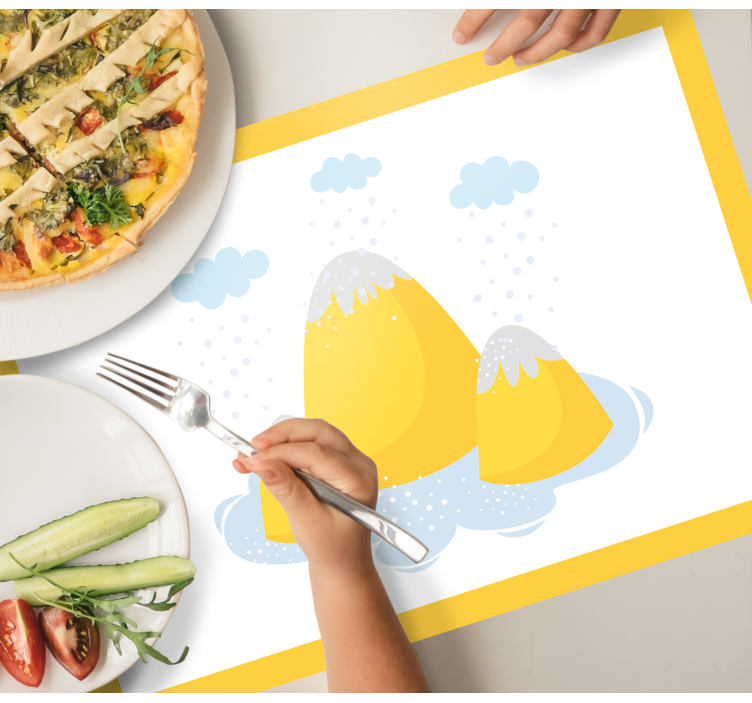 Kinder placemat gele berg illustratie - TenStickers