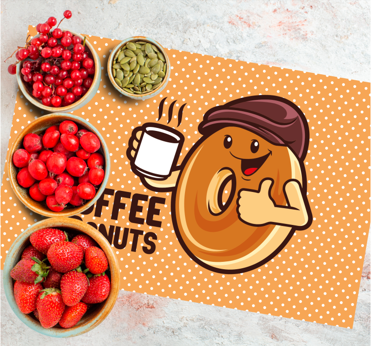 Kinder placemat gelukkige donut karakter - TenStickers
