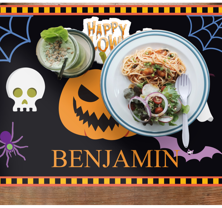 Rechthoekige placemats Halloween-patroon voor kinderen met naam - TenStickers