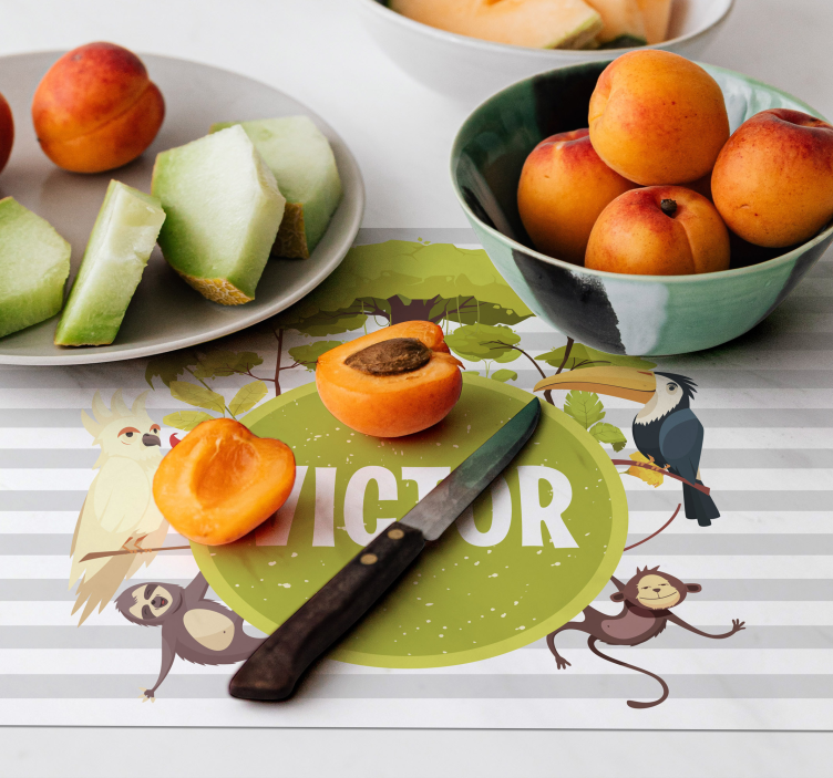 Placemat met naam Jungle dieren met naam - TenStickers
