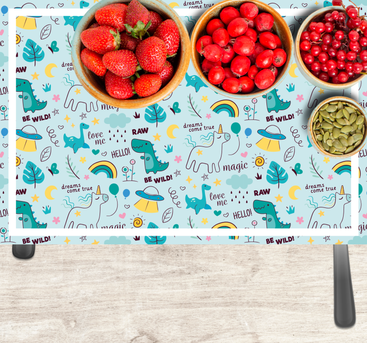 Kinder placemat kleurrijke dino fantasie - TenStickers