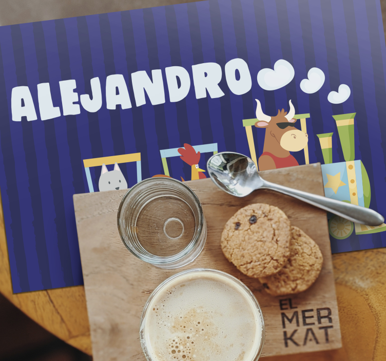 Kinder placemat kleurrijke trein dieren - TenStickers