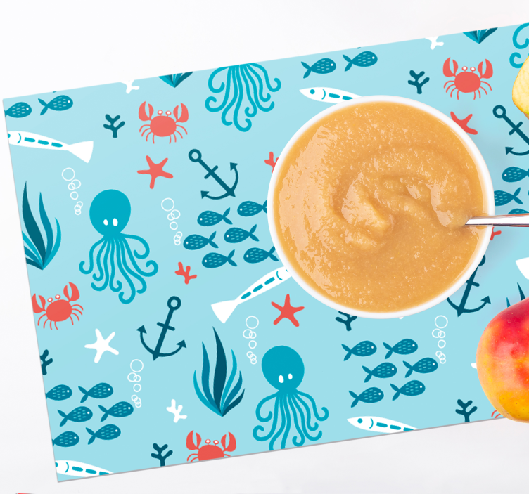 Kinder placemat kleurrijke zeedieren - TenStickers