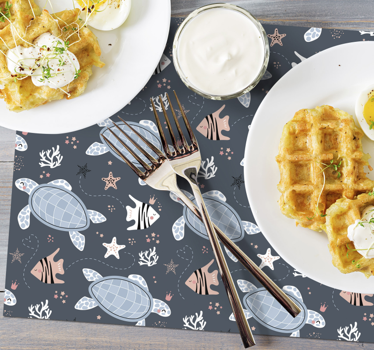 Kinder placemat met oceaanwezens patroon - TenStickers