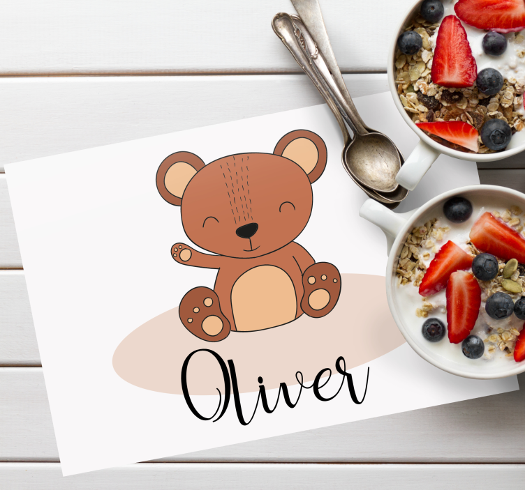 Kinder placemat schattig berenfiguur - TenStickers