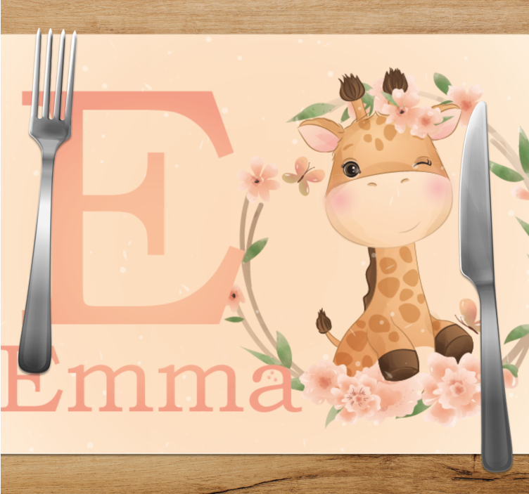Kinder placemat schattig giraffe karakter - TenStickers