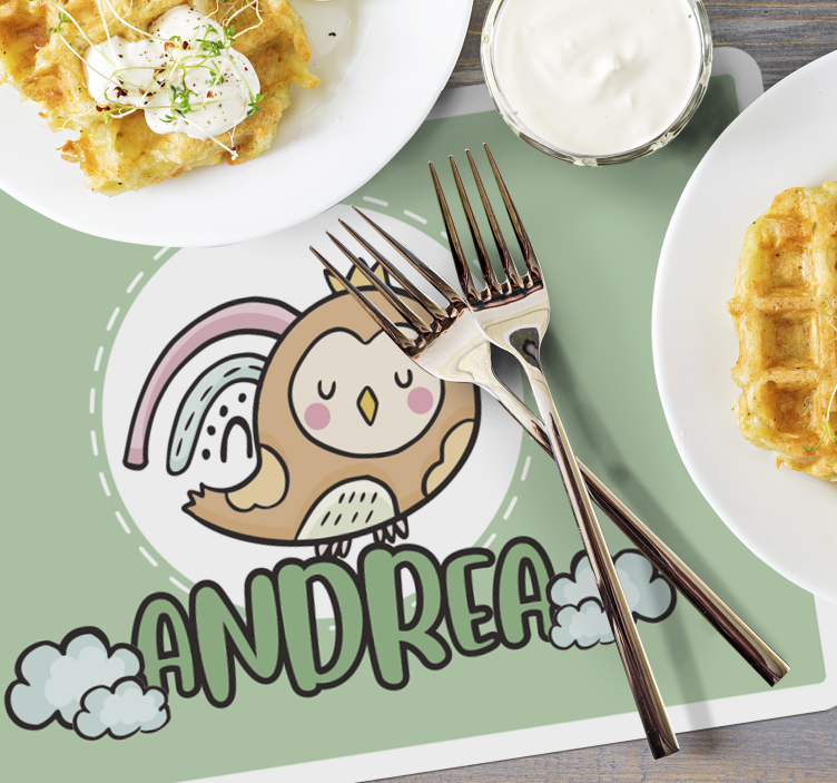 Kinder placemat schattig uil karakter - TenStickers